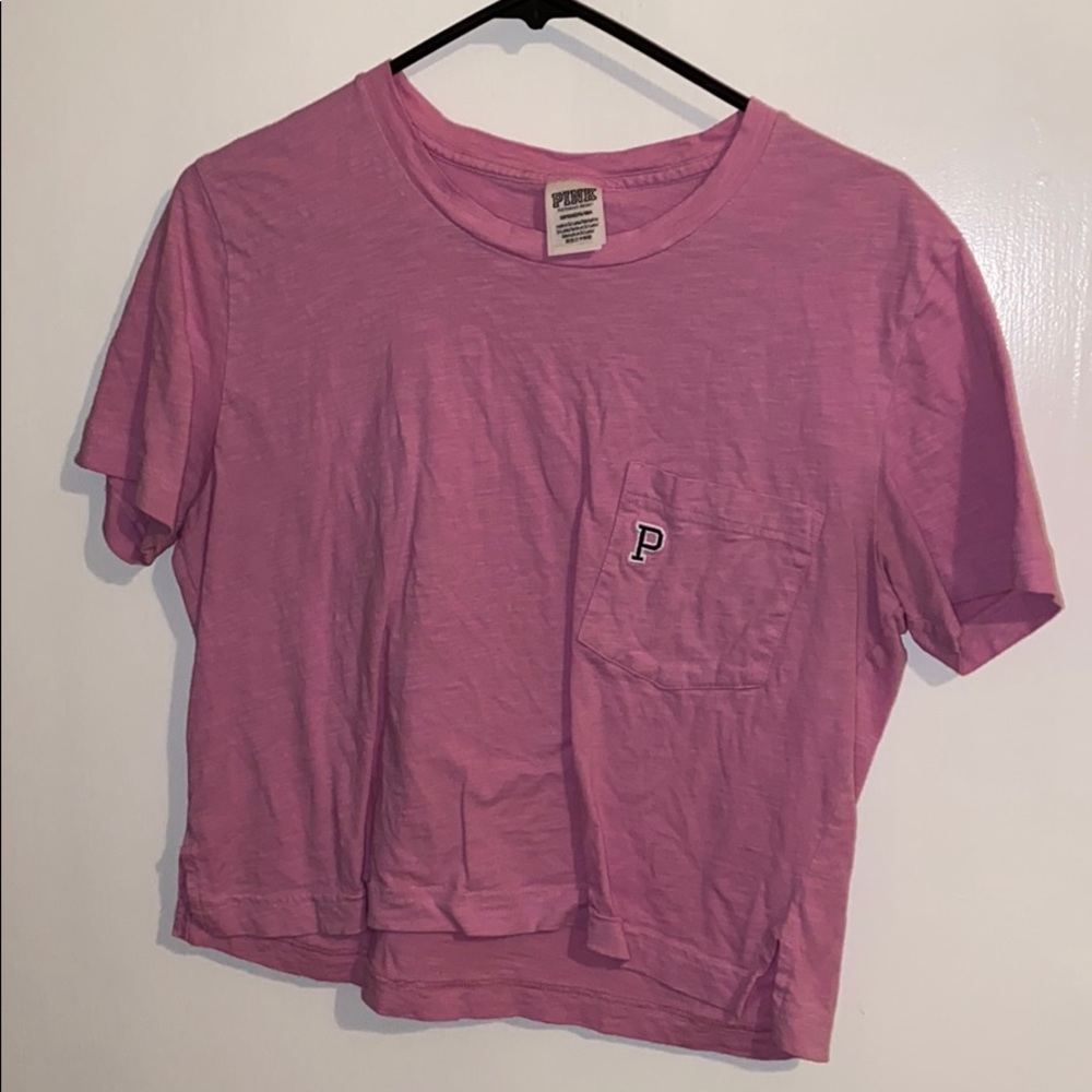Pink cropped short sleeve tee